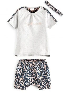Next Kinder 3 PIECE SET - Shorts - Leopard Print Grey And Pink -Next Verkäufe 2022 6e3e64c61be7484da4b31ac703ed7b27