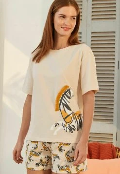 Next Damen SET - Nachtwäsche Set - Cream Zebra Print