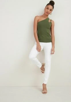 Next Damen CUT OUT DETAIL ASYMMETRIC TOP - Bluse - Khaki -Next Verkäufe 2022 70374379edf2440386637a3849d95465