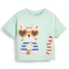 Next Kinder T-Shirt Print - Mint Green Cat