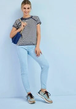Next BUBBLEHEM RAGLAN - T-Shirt Print - Navy Blue White Stripe | Damen