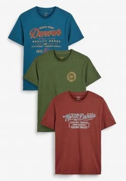 Next Herren 3 PACK - T-Shirt Print - Blue -Next Verkäufe 2022 72b394cc748a43c2872b6133dc0aaad3