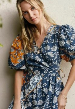 Next Damen PATCHWORK WRAP - Maxikleid - Blue -Next Verkäufe 2022 74043a03c81d403282d21912f840d773