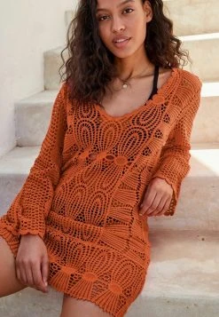 Next LONG SLEEVED CROCHET - Freizeitkleid - Rust Brown | Damen -Next Verkäufe 2022 744e486aa54b4ca0a25904704f8d1762