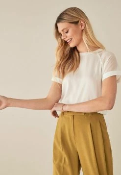 Next Damen SHORT SLEEVE RAGLAN - Bluse - Off White