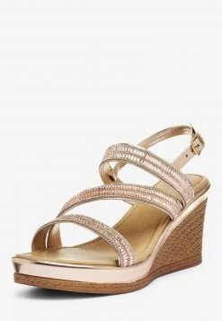 Next Damen SILVER ASYMMETRIC SPARKLY WEDGES - High Heel Sandalette - Gold -Next Verkäufe 2022 75b8dada189e449dacb9862ecaac85f9