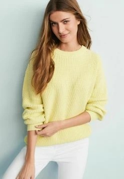 Next Damen STITCH DETAIL CREW NECK - Strickpullover - Lime Green Stripe