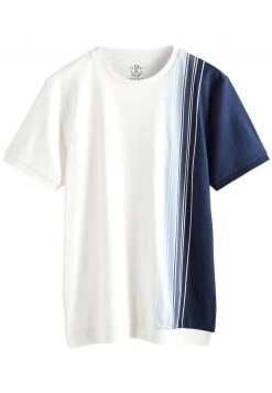 Next Herren BLOCKED - T-Shirt Print - White Blue Vertical Stripe -Next Verkäufe 2022 7650de1a9395479dafdd8301be5c26f4