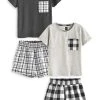 Next Damen SHORT SET - Pyjama - Grey /white Check