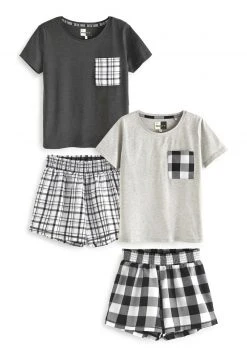 Next Damen SHORT SET - Pyjama - Grey /white Check