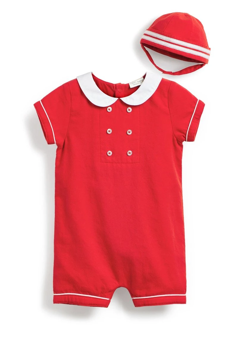 Next Kinder BABY SMART 2 PIECE SET - Strampler - Red White Collared 1 Next Kinder BABY SMART 2 PIECE SET - Strampler - Red White Collared