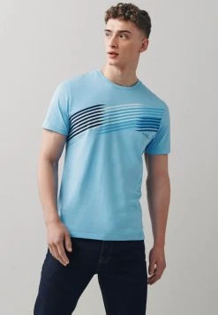Next Herren GRAPHIC - T-Shirt Print - Light Blue Smart Lines
