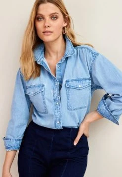 Next GATHERED SHOULDER DETAIL - Hemdbluse - Bleach Blue | Damen -Next Verkäufe 2022 79c3100f6507411fb254c3a85877a768