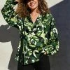 Next Damen Bluse - Green Geometric Print