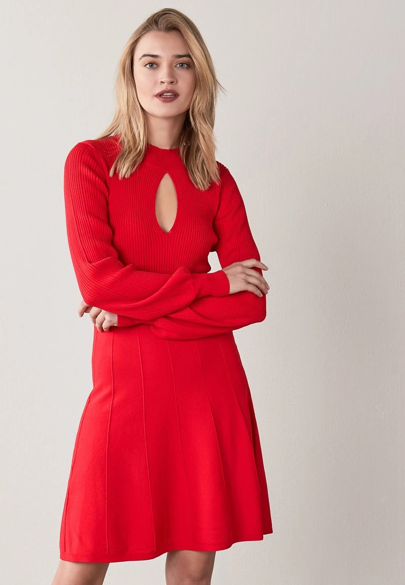 Next Damen KEYHOLE - Strickkleid - Red 1 Next Damen KEYHOLE - Strickkleid - Red