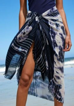 Next Damen EMBROIDERED STRIPE SARONG - Strandaccessoire - Blue