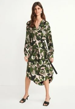 Next Damen Satin - Blusenkleid - Green