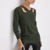Next Damen CROSS OVER DETAIL NECK - Strickpullover - Khaki