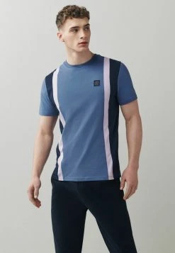 Next Herren BLOCKED - T-Shirt Print - Denim Blue Purple