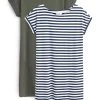 Next Damen 2 PACK - Jerseykleid - Khaki/navy Blue White Stripe