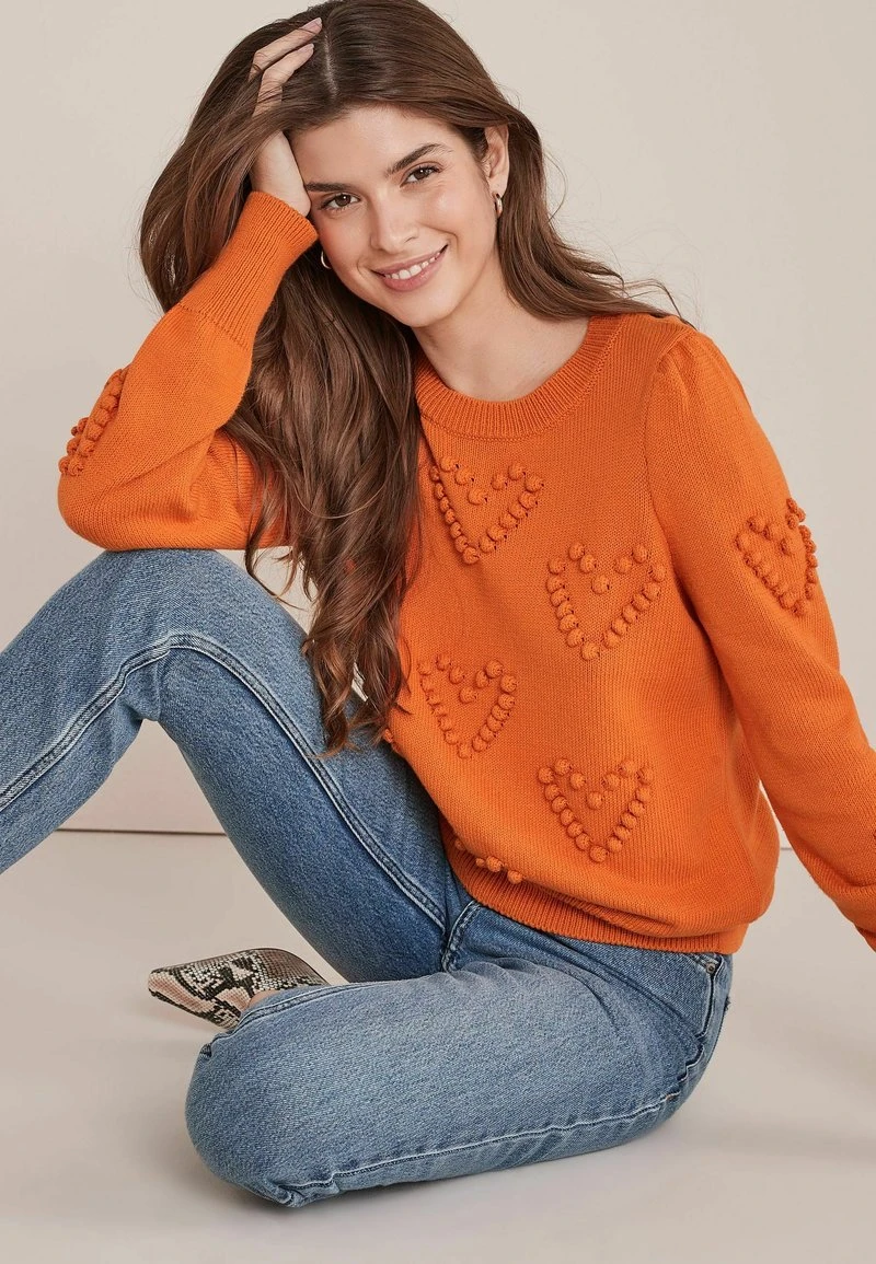 Next Damen POM POM HEART CREW NECK - Strickpullover - Orange 3 Next Damen POM POM HEART CREW NECK - Strickpullover - Orange – Bild 3