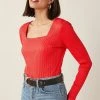 Next Damen LONG SLEEVE SQUARE NECK - Langarmshirt - Red