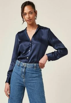 Next Damen BLING BUTTON - Hemdbluse - Navy Blue