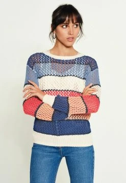 Next Damen OPEN STITCH CAMI LAYER TOP - Strickpullover - Blue Stripe