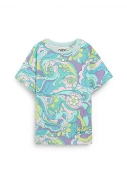 Next Kinder LONGLINE - T-Shirt Print - Green Purple Wavy -Next Verkäufe 2022 8932a6dd10dc438584809f45b29a77a2