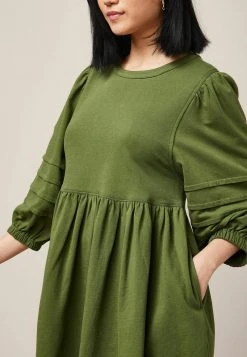 Next VOLUME SLEEVE - Jerseykleid - Khaki Green | Damen -Next Verkäufe 2022 89427d3606d047aaa6155247788b399d