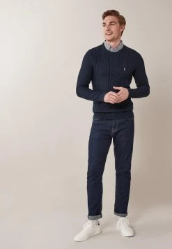 Next Herren MOCK - Strickpullover - Mottled Dark Blue