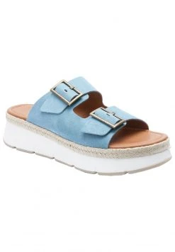 Next Damen DOUBLE BUCKLE FLATFORM - Pantolette Hoch - Blue