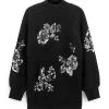 Next Damen WITH SEQUIN FLOWERS - Strickpullover - Black