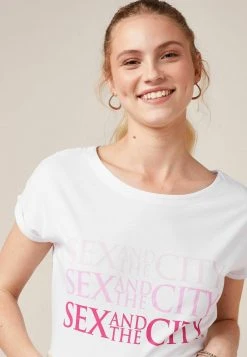 Next Damen T-Shirt Print - White Pink Sex And The City Graphic -Next Verkäufe 2022 8d0881413b2743a9b55f08792a75a397