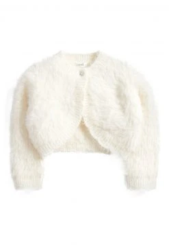 Next Kinder PINK SPARKLE FLUFFY SHRUG CARDIGAN (12MTHS-16YRS) - Strickjacke - White