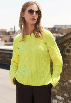 Next Damen BUTTON DETAIL CABLE - Strickpullover - Light Green