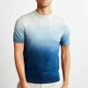 Next Herren KNITTED - T-Shirt Print - Blue Dip Dye