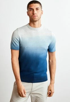 Next Herren KNITTED - T-Shirt Print - Blue Dip Dye