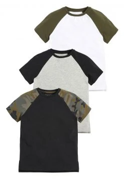 Next Kinder CAMOUFLAGE 3 PACK CAMO SHORT SLEEVE RAGLAN T-SHIRTS (3-16YRS) - T-Shirt Print - Black