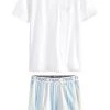 Next Herren SET - Nachtwäsche Set - White Pastel Stripe