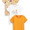 Next Kinder 3 PACK EMBROIDERED FLORAL SHORT SLEEVE - T-Shirt Print - Ochre Yellow