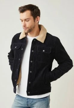 Next Herren BORG COLLARED CORD TRUCKER - Übergangsjacke - Navy