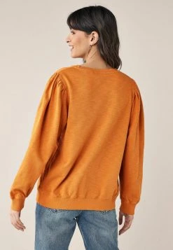 Next Damen WASHED PUFF SLEEVE - Sweatshirt - Ochre Yellow