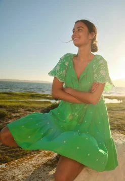 Next Damen SHORT SLEEVE BRODERIE MINI KAFTAN - Freizeitkleid - Green -Next Verkäufe 2022 9a8c11af62c040d6978fa18e9db79122