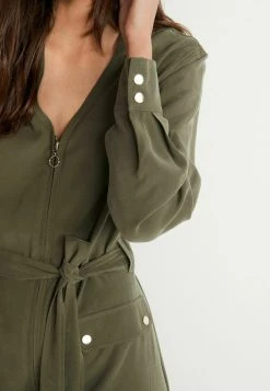 Next MIDI ZIP FRONT - Blusenkleid - Khaki Green | Damen -Next Verkäufe 2022 9bf74b4e05fc416e919395f87bffcc99