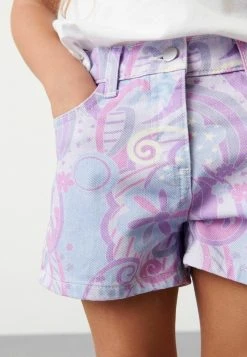 Next Kinder FRAYED HEM - Jeans Shorts - Purple Swirl Print