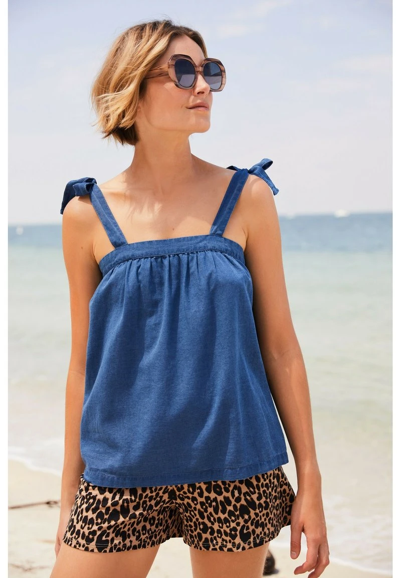 Next Damen SCHLEIFE-KURZGRößE - Top - Blue 1 Next Damen SCHLEIFE-KURZGRößE - Top - Blue