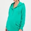 Next Damen POPPER FRONT - Kapuzenpullover - Green
