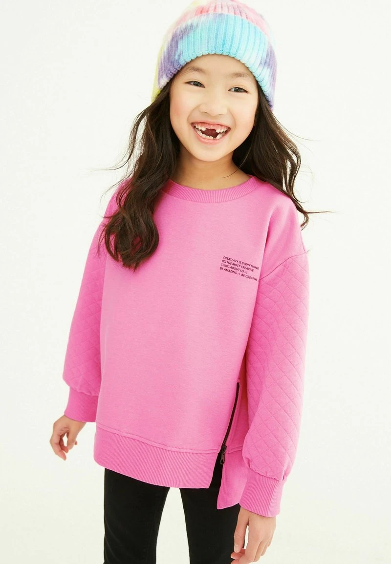 Next Kinder JUMPER WITH SIDE ZIPS - Sweatshirt - Pink 1 Next Kinder JUMPER WITH SIDE ZIPS - Sweatshirt - Pink