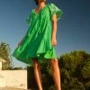 Next Damen SHORT SLEEVE BRODERIE MINI KAFTAN - Freizeitkleid - Green